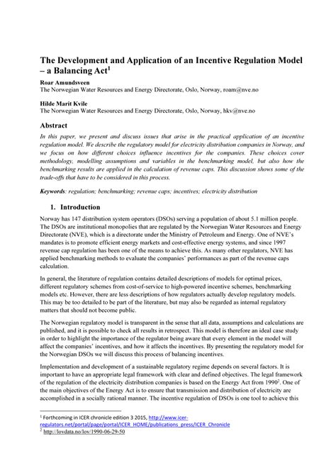 Balancing Incentives: The Development and Application of a.